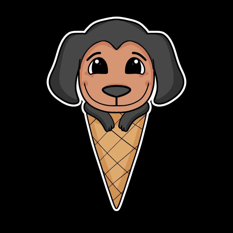 Coonhound mit Eiswaffel - Eis
