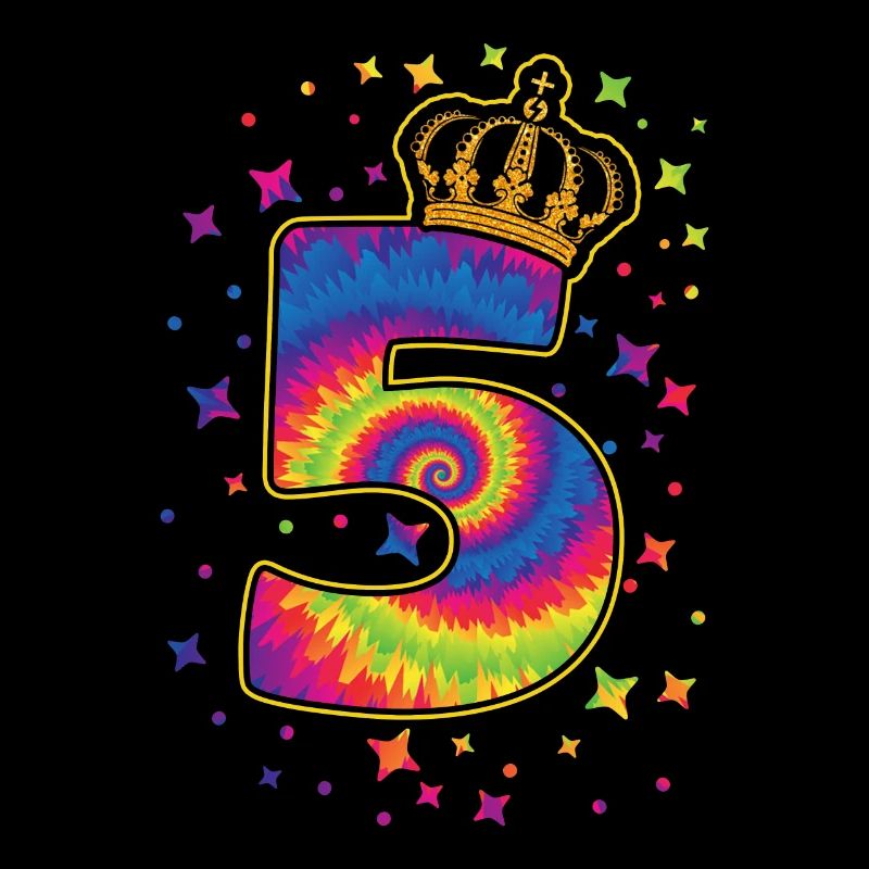 Tie-dye 5. Geburtstagsfeier 5 Jahre Alter