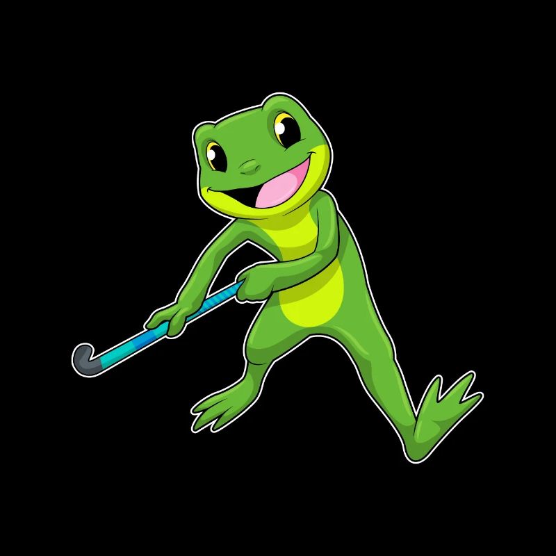 Frosch beim Hockey mit Hockeyschläger
