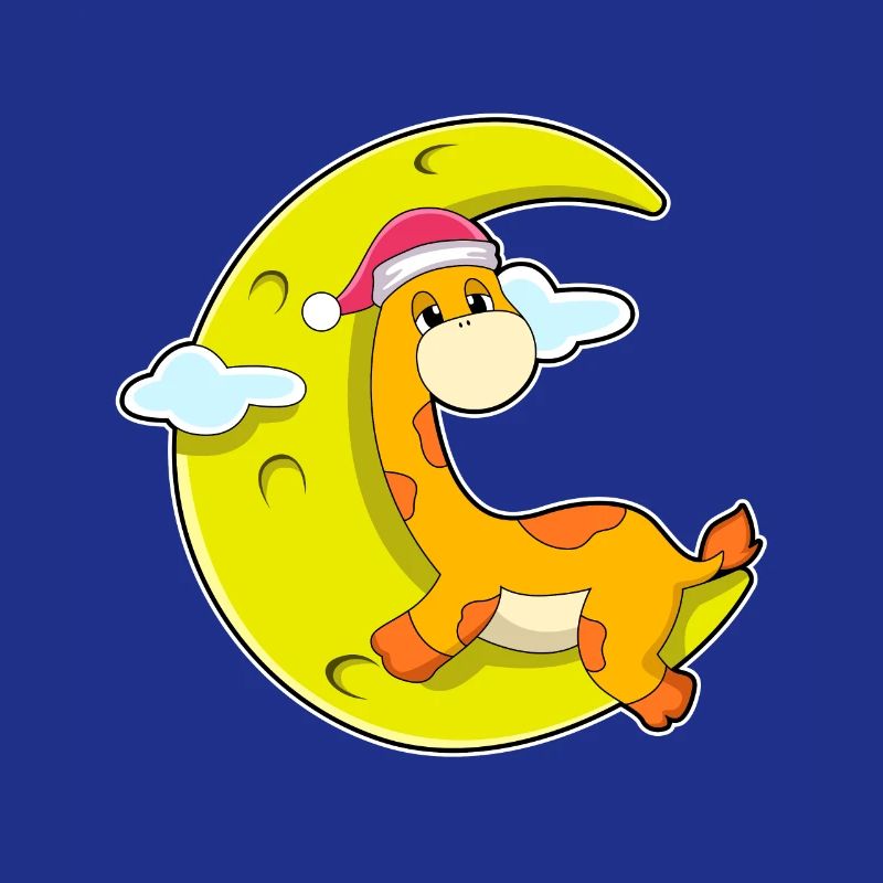Giraffe sleeping with moon