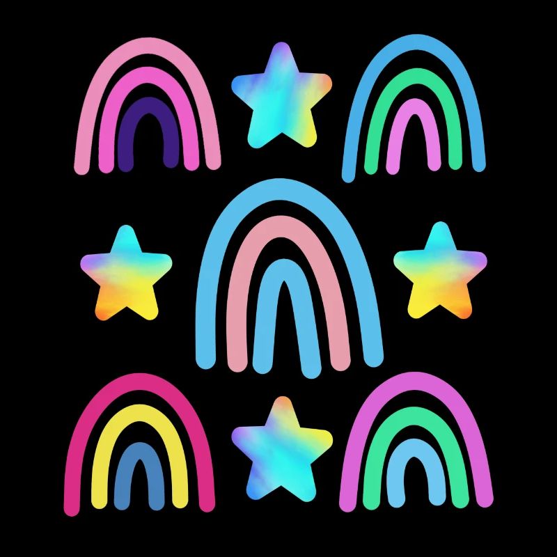 arc-en-ciel coloré et étoiles