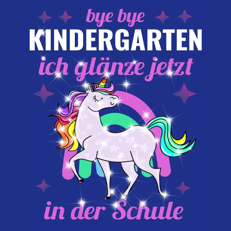 Bye Bye Kindergarten Glitzer Einhorn Einschulung