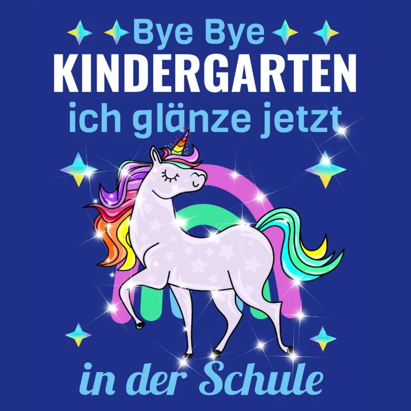 Bye Bye Kindergarten Glitzer Einhorn Einschulung
