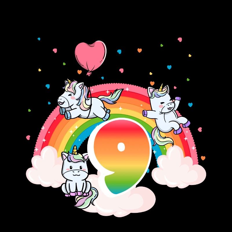 9. Geburtstag Regenbogen Einhorn Thema Geburtstag