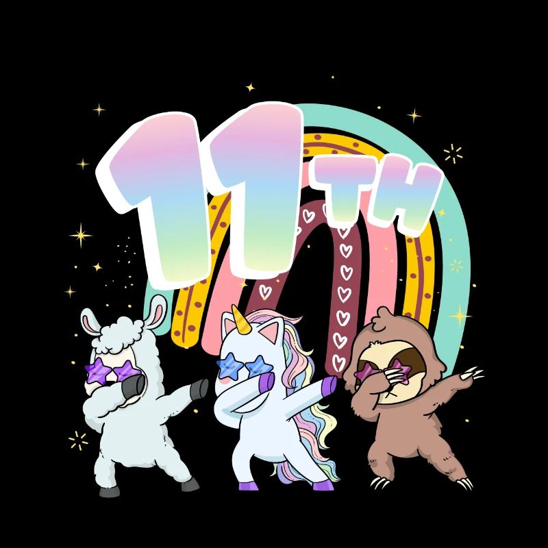 11. Geburtstag Dabbing Llama Einhorn Faultier |