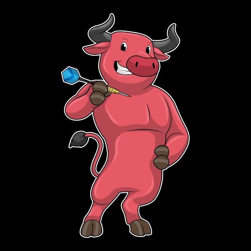 Stier beim Dart mit Dartpfeil