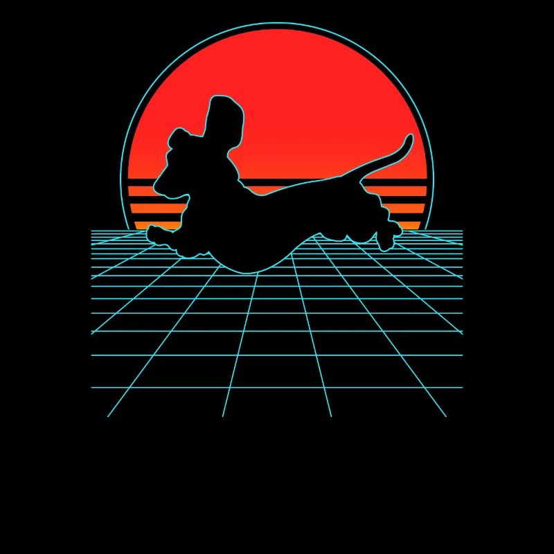 Vaporwave Teckel Chien Teckel 80s années 90