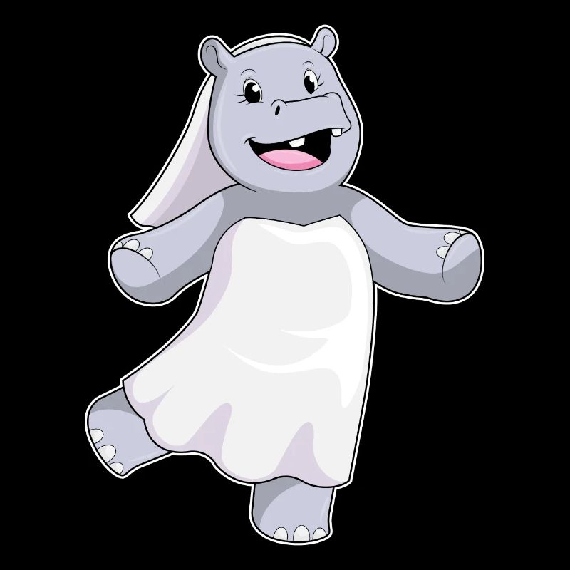Hippopotamus as a bride with veil