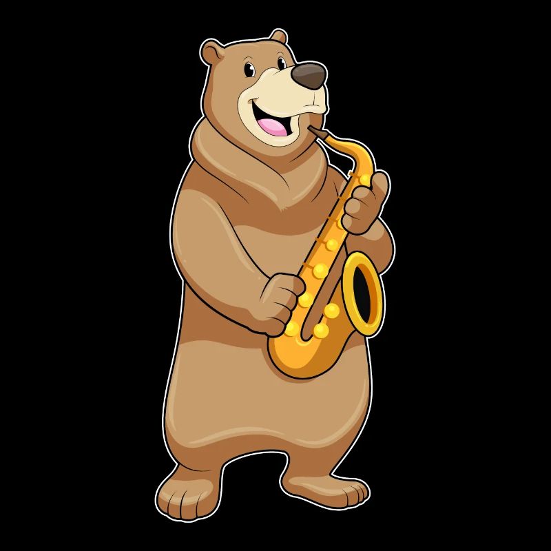 Bear as a musician with saxophone