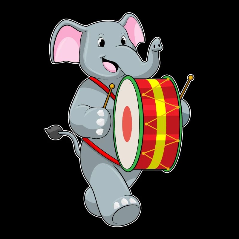 Elephant as a musician with drum