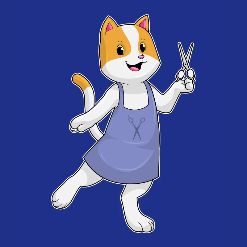 Chat comme coiffeur avec ciseaux