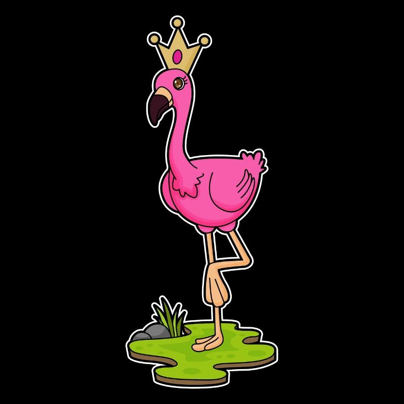 Flamingo als Prinzessin mit Krone