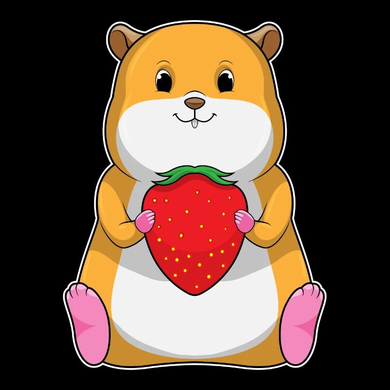 Hamster with strawberry