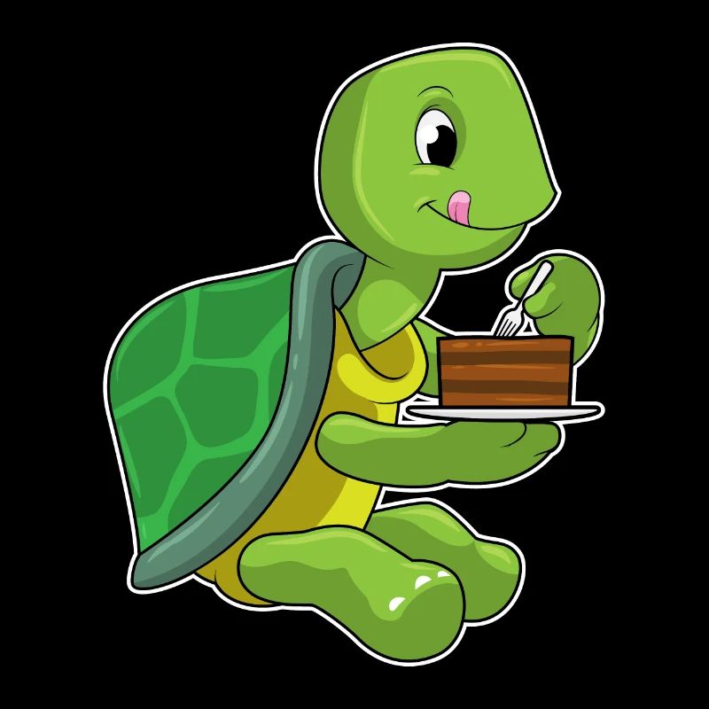 Tortue avec gâteau