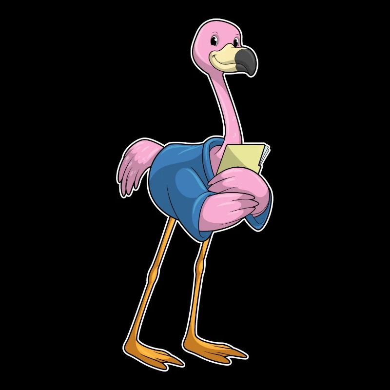 Flamingo en secrétaire avec bloc-notes