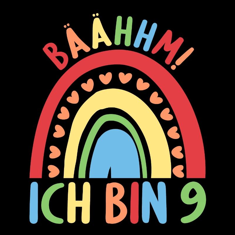 9 Jahre alt Rainbow Regenbogen 9. Geburtstag
