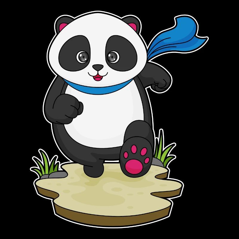 Panda as jogger with scarf