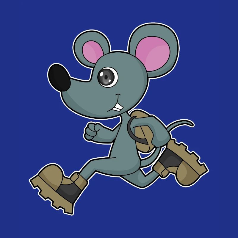 Mouse as jogger with backpack