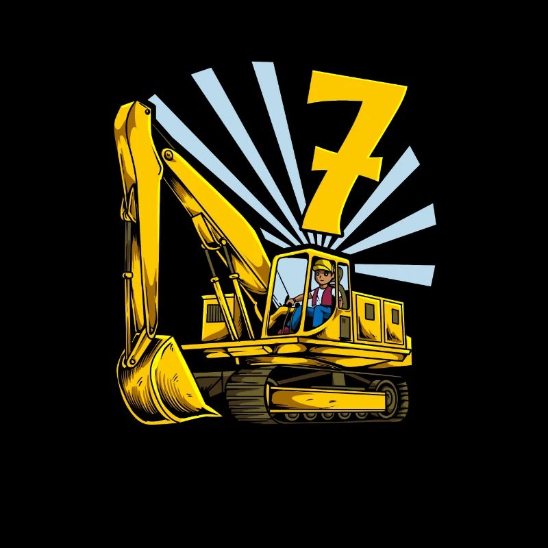 I am 7 - excavator birthday 7 years