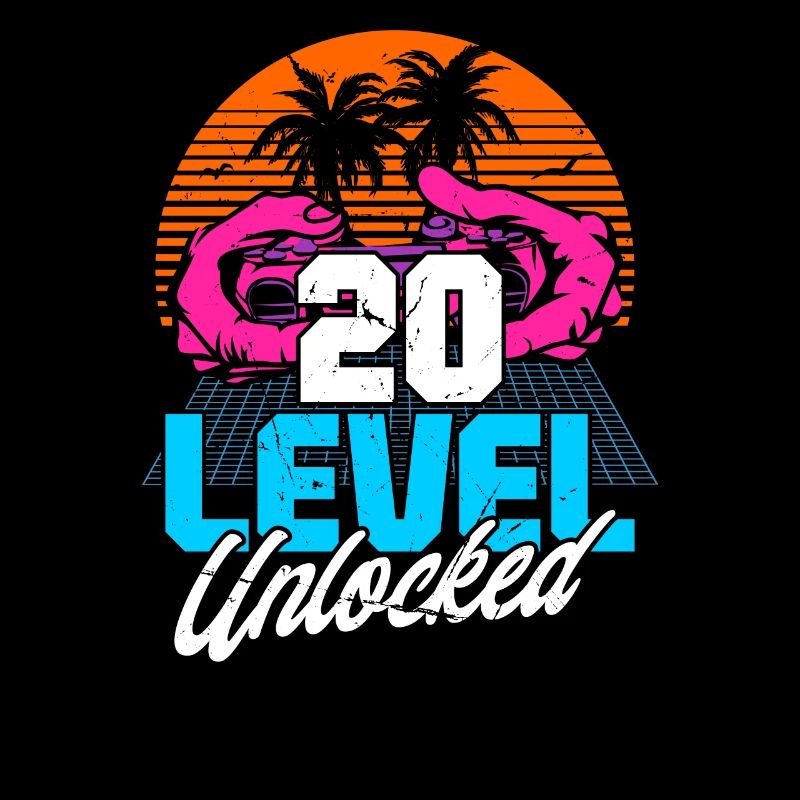 Level 20 Unlocked 20th Birthday Gamer 80s retro