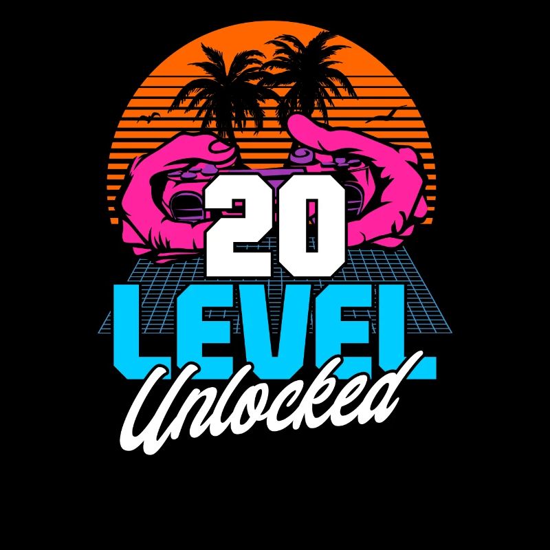 Level 20 Unlocked 20. Geburtstag Gamer 80er retro