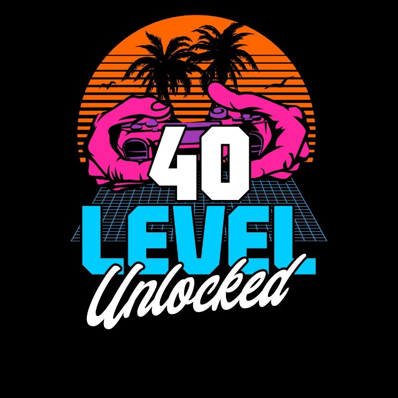 Level 40 Unlocked 40. Geburtstag Gamer 80er retro