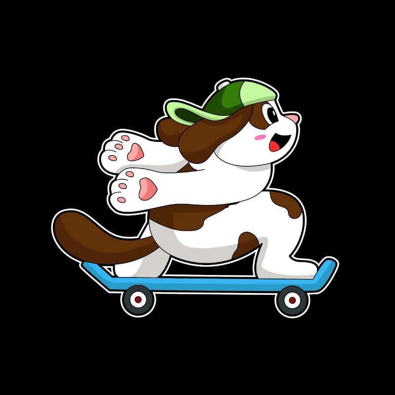 Dog as skater with skateboard