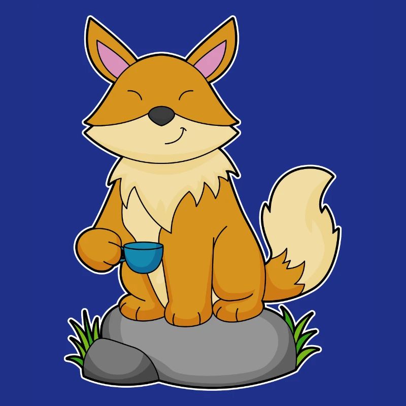 Fuchs mit Kaffeetasse