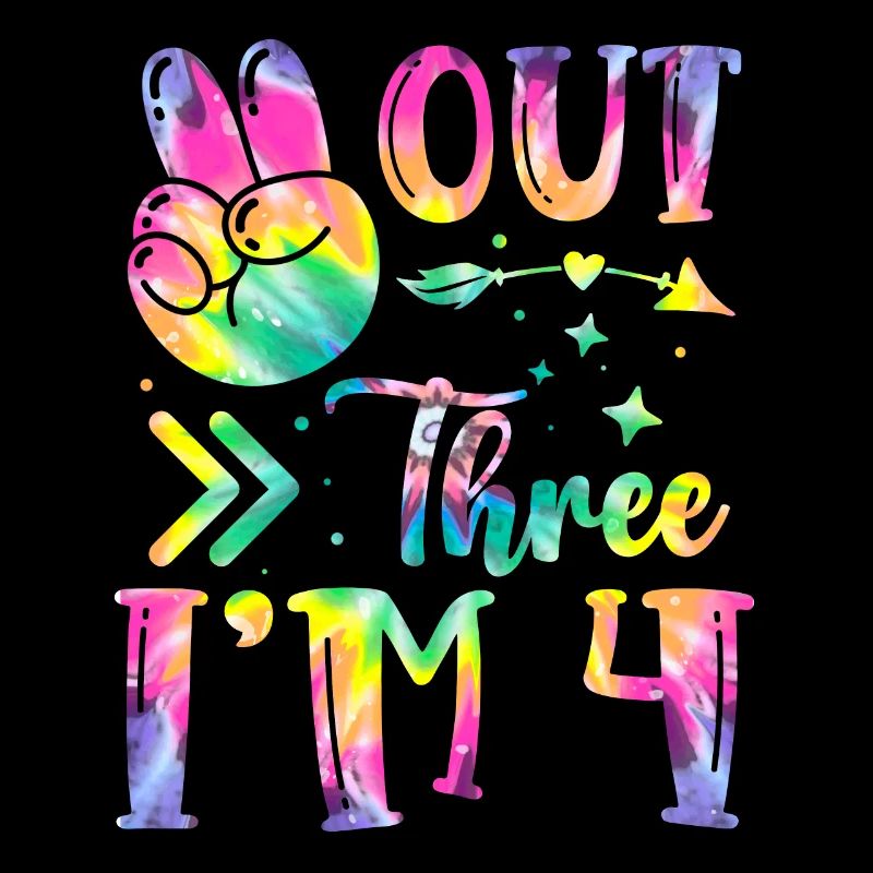 Peace Out Three J’ai 4 | | d’anniversaire sur le thème de Tie Dye