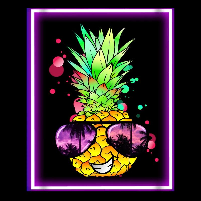 Pineapple Retro Neon Art