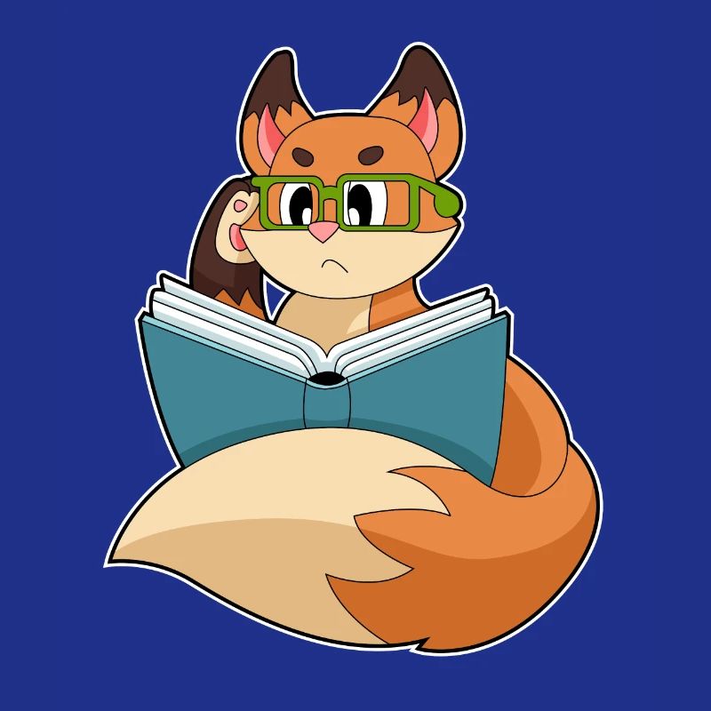 Fuchs als Nerd mit Buch & Brille