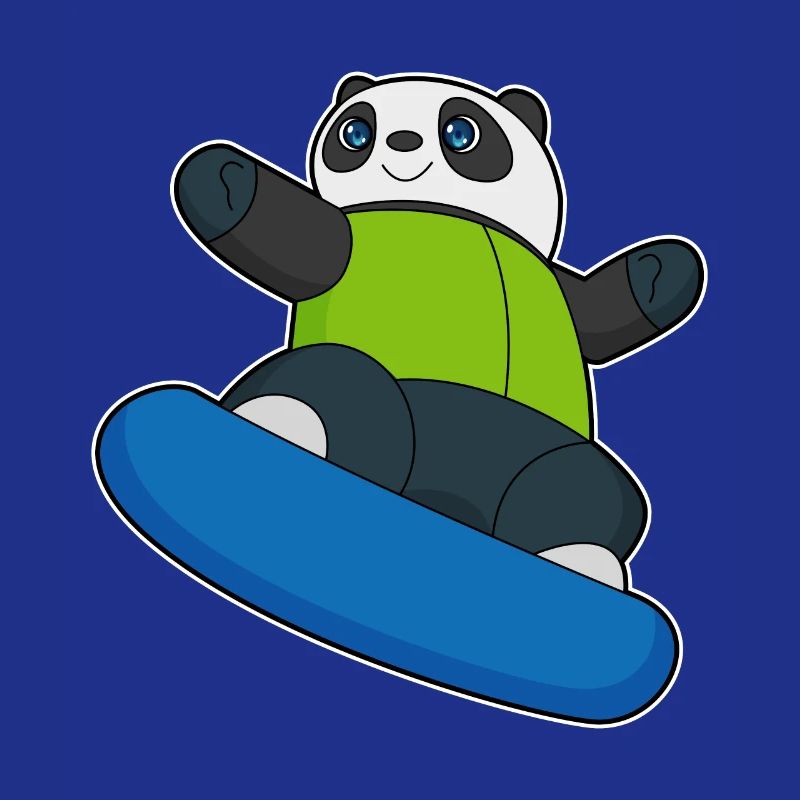 Panda as a snowboarder with snowboard