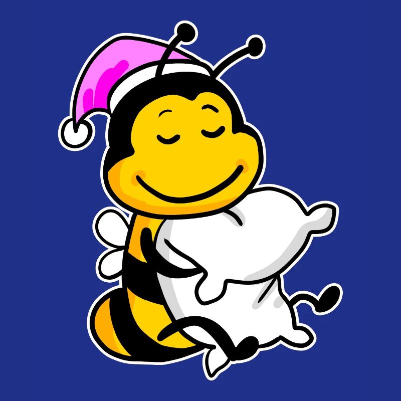 Bee with pillow and sleeping cap