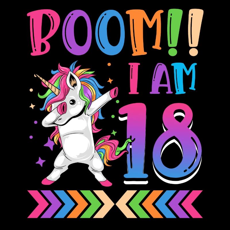 Boom!! Ich Bin 18, Buntes Lustiges Einhorn 18.