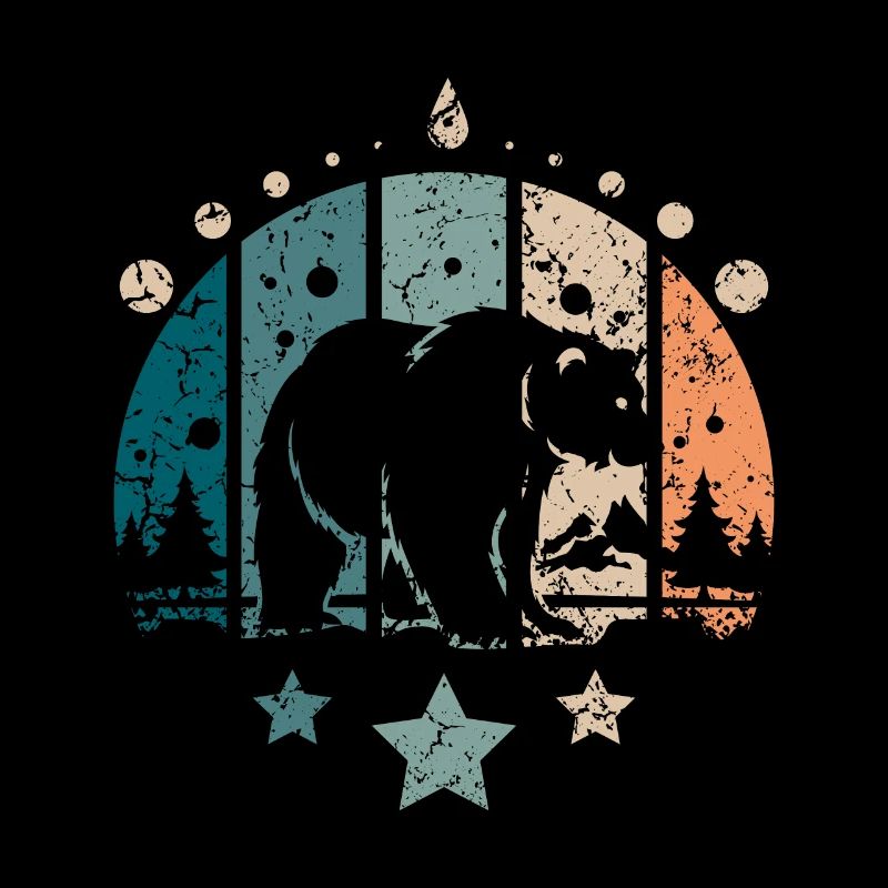 Retro Vintage Forest Polar Bear