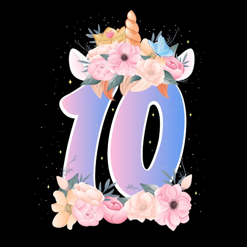10 Einhorn Krone Süßer Blumenstrauß 10. Geburtstag
