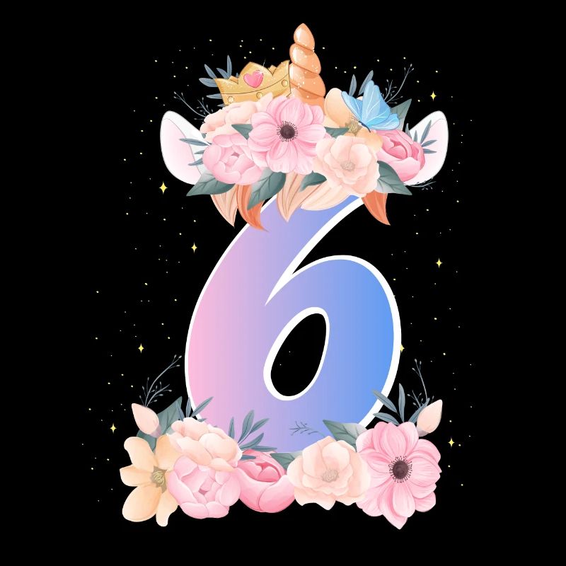6 Einhorn Krone Süßer Blumenstrauß 6. Geburtstag