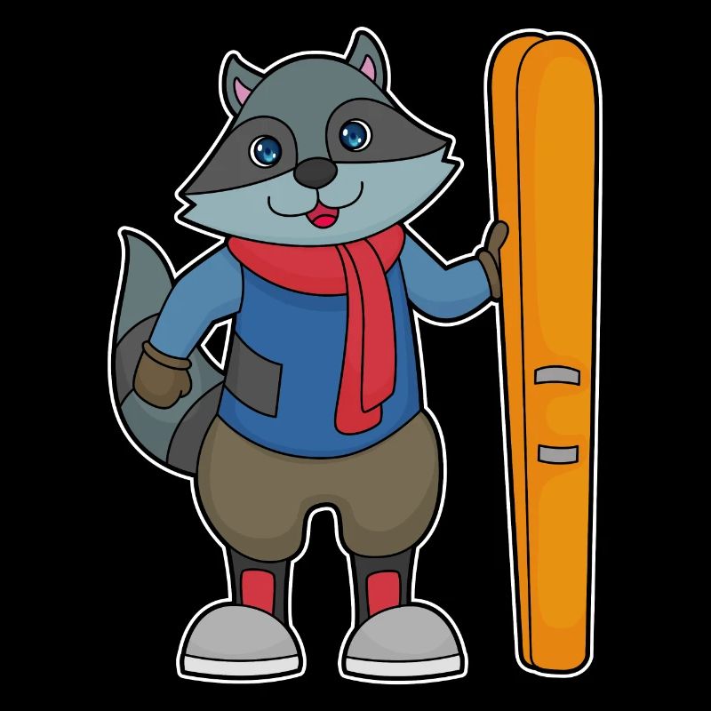 Waschbär Skifahrer Ski