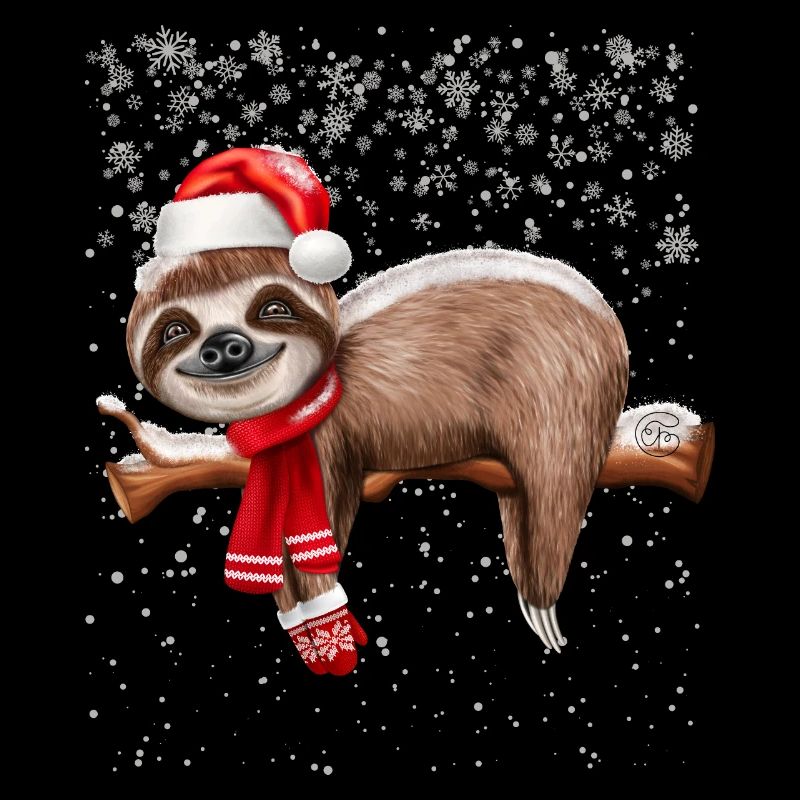 Christmas Sloth with snow
