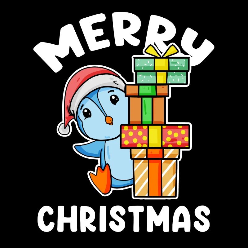 Joyeux pingouin de Noël avec cadeaux