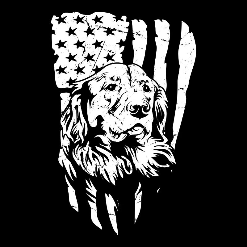 Golden Retriever États-Unis Flag