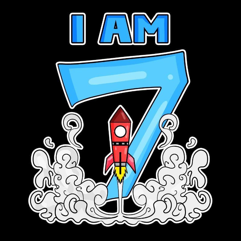 7th birthday - 7 years old Young rocket astronaut