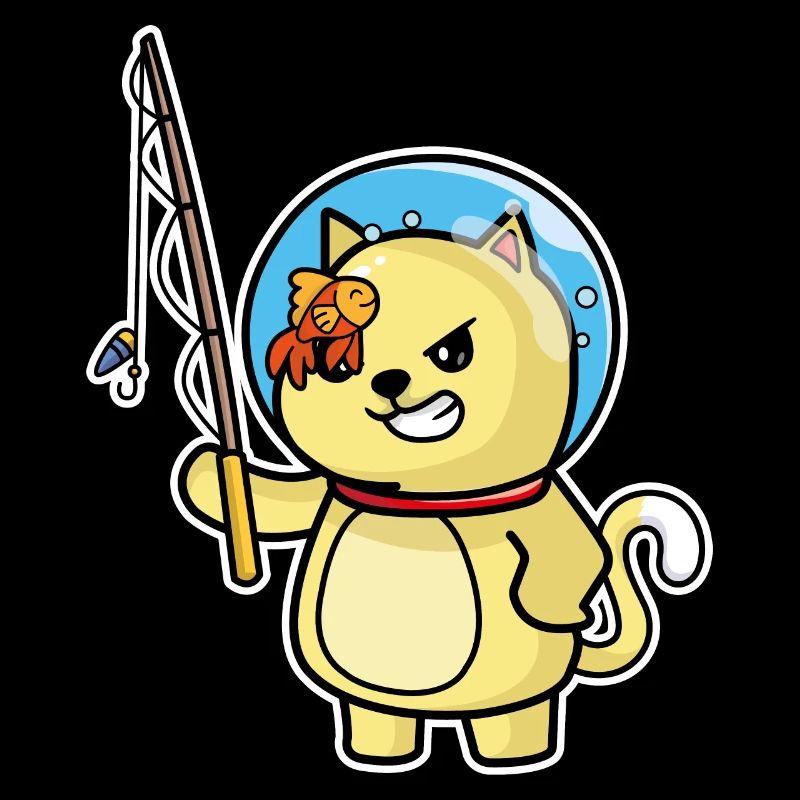 Chat mignon Chat Pêcheur et Poisson Humour Pêche