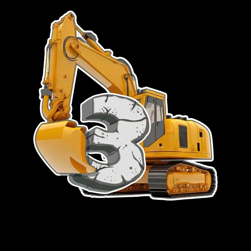 3 Jahre Kinder Jungen Baustelle Bagger Geburtstag