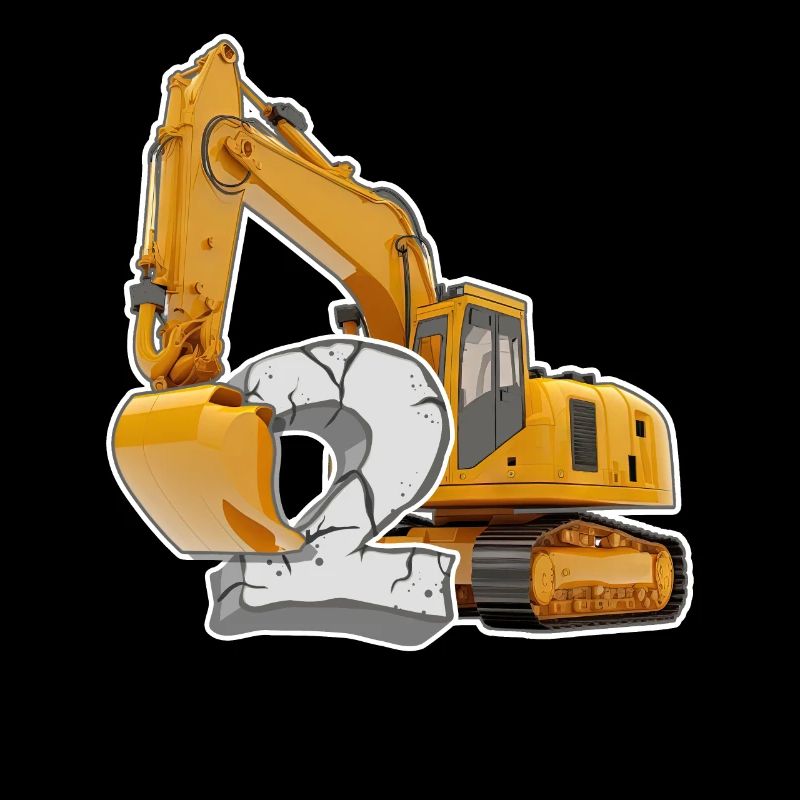 Toddlers birthday 2 years construction site excavator