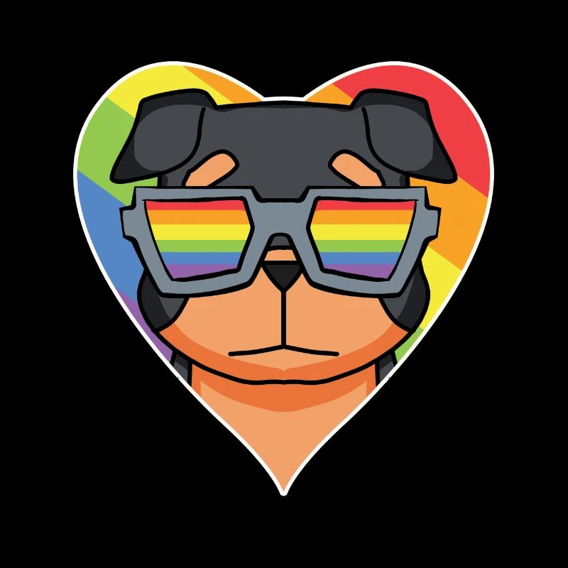 Regenbogen - Hund mit Brille - Rottweiler