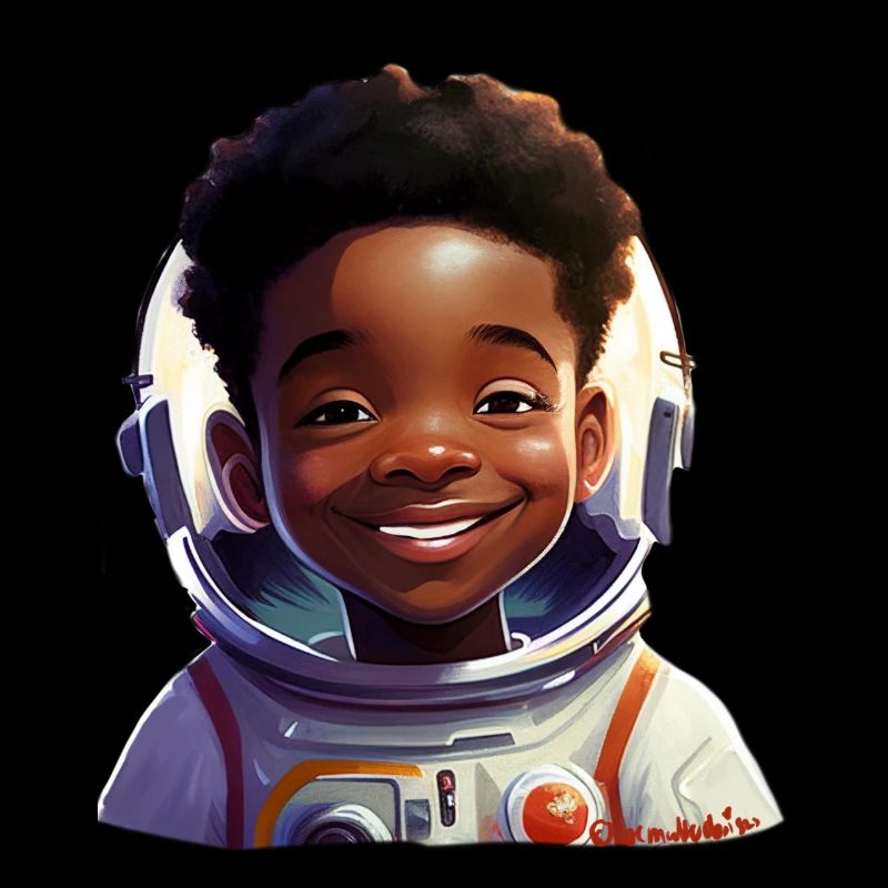 Young female astronaut with rays