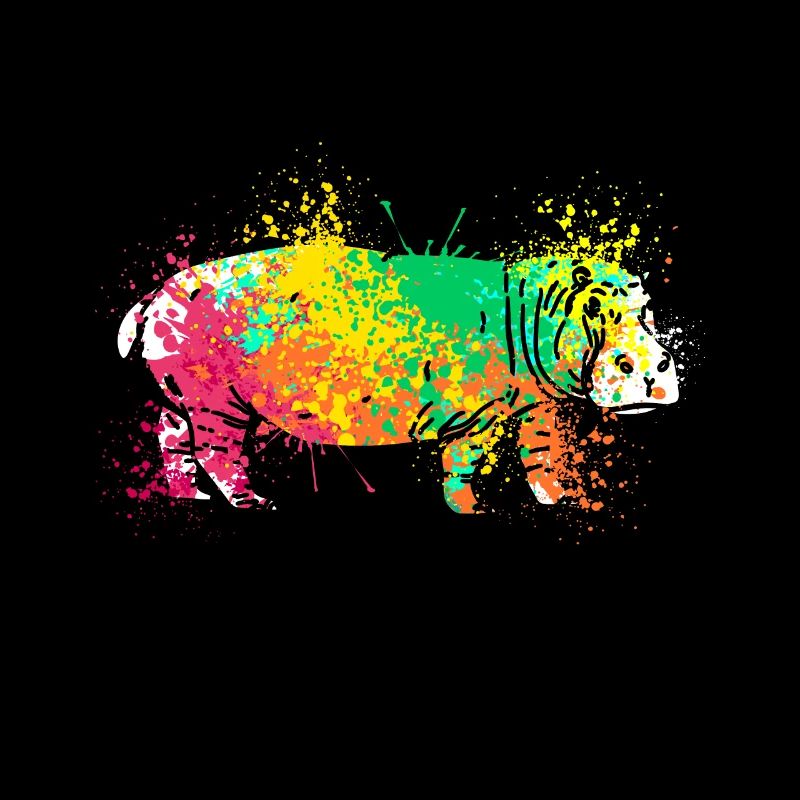 Splash Art Flusspferd Nilpferd Hippo