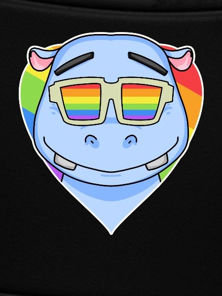 Regenbogen - Nilpferd mit Brille