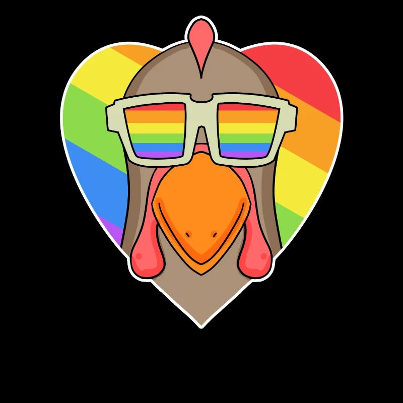Regenbogen - Huhn mit Brille